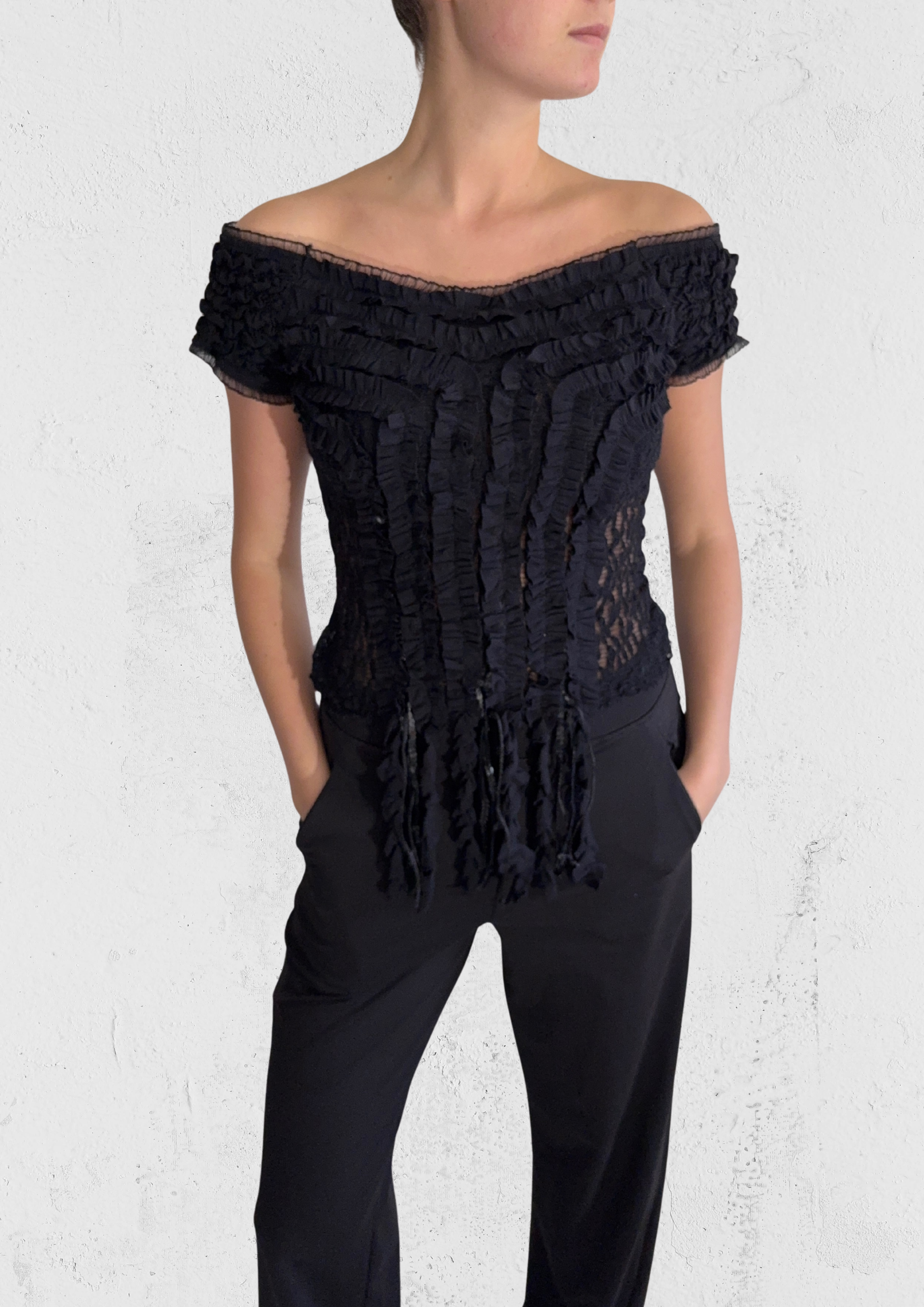 Ruffeled topp - størrelse S/M